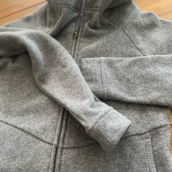 prAna fleece gray full zip back cropped sweatshirt sweater sz L - Picture 5 of 11